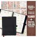 Produktbild: colortouch Terminplaner 2026 mit 1500+ St Aufkleber für Tagesplaner, Planer Stickers für A5 Terminkalender Organizer, Taschenkalender Ringbuch mit Stickeralbum, 14 Monate Agenda (Nov 25-Dez 26)