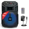 Produktbild: Pyle PA Bluetooth Lautsprecher, Karaoke Maschine, Musikbox Bluetooth Box mit Fernbedienung, Partybox, Rechargeable, 8” Subwoofer, 1” Tweeter, Partybeleuchtung, MP3/USB, Radio, 300W