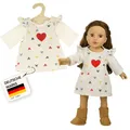 Produktbild: Heless 1530 - Puppenkleidung ''Herz-Konfetti'', 2-teiliges Set mit Kordkleid und T-Shirt, für Puppen und Kuscheltiere der Größe 28-35 cm