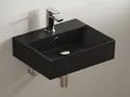 Produktbild: Aqua Bagno Keramik Waschtisch 50cm Waschbecken auch als Aufsatz schwarz matt