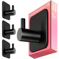 Produktbild: 4smile Handtuchhalter ohne Bohren, 4er-Set in Schwarz - Edelstahl Badezimmer Handtuchhalter, Klebehaken mit guter Tragkraft - Haken selbstklebend, wasserfeste Haken als Handtuchhaken für Bad, Küche