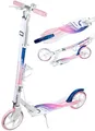 Produktbild: RAVEN Scooter Roller Tretroller Kickscooter für Kinder Erwachsene |klappbar | höhenverstellbar | Tragegurt | Klingel | Flaschenhalter (Anabel Navy/Pink mit Handbremse, 200mm)