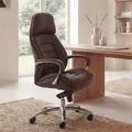 Produktbild: FineBuy Bürostuhl Braun Chefsessel Echtleder Ergonomisch XXL Drehstuhl 120 kg