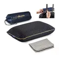 Produktbild: alkamto Reisekissen – Campingkissen – Ergonomisches Memory-Schaum-Kissen mit Temperaturregulierendem Bezug – Extra Baumwollbezug – Inklusive Reisetasche (40 x 25 x 10 cm - Schwarz)