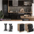 Produktbild: Schubladenunterschrank Küchenschrank R-Line Solid Eiche Schwarz 60 cm Vicco