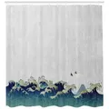 Produktbild: Abakuhaus Duschvorhang Moderner Digitaldruck mit 12 Haken auf Stoff Wasser Resistent Breite 175 cm, Höhe 220 cm, Japanische Welle Aquatic-Strudel blau|grau 175 cm x 220 cm