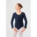 Produktbild: tanzmuster Crop-Top Langarm Ballett Top Mia aus wunderbar weicher Baumwolle Oberteil für Mädchen fürs Kinder Ballett blau 128/134