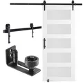 Produktbild: Scheunentor Hardware-Kit 914x2133mm Holz Glas Schiebe Scheunentor Weiß
