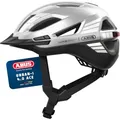 Produktbild: ABUS Stadthelm Urban-I 4.0 ACE - Fahrradhelm mit aufladbarem Rücklicht, 4 Leuchtmodi, Schirm, Zopf-Öffnung und magnetischem Verschluss - für Jugendliche, Frauen und Männer