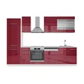 Produktbild: Vicco Küchenzeile Fame-Line, Bordeaux Hochglanz/Weiß, 300 cm ohne Arbeitsplatte