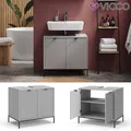 Produktbild: Waschtischunterschrank Eliza 70 x 63 cm, Grau, Badschrank, 2 Türen Vicco