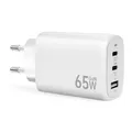 Produktbild: USB C Ladegerät 65W 3 Ports Mehrfach Stecker PD Schnellladegerät mit USB A und USB C Netzteile, USB Charger Adapter für Apple iPhone 17 16 15 14 13 12 11 X 8 7 6 Pro Max, iPad Samsung,Handys (Weiß)