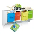 Produktbild: Kinder Wandregal Kinderregal mit Haken Hängeregal für Spielzeug 4 Fächer