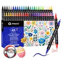 Produktbild: Artecho Acrylstifte 48 Farben, 0.5-5mm Wasserfester Dual Tip Marker (Pinsel und feine Spitze), mit doppelten Enden für Rock Painting, Glas, Papier, Holz, Ei, Leinwand, Keramik, Stoff, DIY Crafts