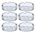 Produktbild: Glas Aschenbecher rund 10 cm - 6 Stück - Tisch Ascher transparent Außen