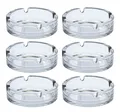 Produktbild: Glas Aschenbecher 10 cm - RUND / 6 Stück - Tisch Bar Ascher Klarglas klassisch