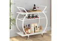 Produktbild: LuxusKollektion Bartisch Servierwagen mit Rollen und Weinregal aus Holz, 2 Ebenen, 76x40.5x84