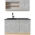 Produktbild: Vicco Single, Grau, Honigeiche, Holzwerkstoff, Küchenblock,Rechteckig, 140x81.6x60 cm, Küchen, Küchenzeilen & Küchenblöcke, Küchenzeilen ohne Geräte
