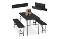 Produktbild: relaxdays Bierzeltgarnitur 3-tlg. Bierzeltgarnitur klappbar, (3-teiliges Set, 3-tlg., 1 Tisch, 2 Bänke), schwarz