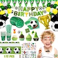 Produktbild: Withosent 172 Stück Fussball Party Geburtstag Deko Jungen Partygeschirr Set, Kindergeburtstag Party Supplie, Pappteller Servietten Tischdecke Strohhalme Pappbecher Ballon Banner für 20 Gäste