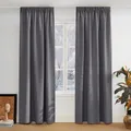 Produktbild: PONY DANCE Schienen Gardinen und Vorhang Grau Blickdicht 2er Set Verdunklungsvorhänge mit Kräuselband Thermogardine gegen Kälte Blackout Curtains Living Room, H 228 x B 167 cm