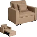 Produktbild: Schlafsessel MCW-L90, Klappsessel Schlafsofa Gästebett Relaxsessel, Liegefläche 197x103cm Stoff/Textil taupe - Braun