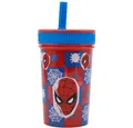 Produktbild: Spiderman Trinkflasche Spiderman Grid Silikon-Trinkhalmbecher 420 ml, Silikon-Trinkhalm mit auslaufsicherem Deckel