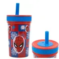 Produktbild: Spider-Man Silikon Trinkbecher 420ml Auslaufsicher Trinkhalm Mehrwegbecher