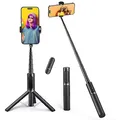 Produktbild: ATUMTEK Selfie Stick Stativ, 3-in-1 Ausziehbares Aluminium Handy Stativ mit kabelloser Bluetooth-Fernbedienung, Kompatibel mit iPhone 17/16/15/14/13/12 mini/11 Pro und Samsung Smartphones, Schwarz