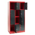 Produktbild: Schließfachschrank Umkleideschrank Wertfachschrank Spind 12 Fächer rot/anthrazit