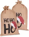 Produktbild: BRUBAKER Weihnachtssack Ho Ho Ho - 80 cm Geschenksack Weihnachten - Nikolaussack Jutebeutel Sack mit Kordel zum Verpacken von Geschenken - Jutesack groß - 2 Stück
