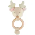Produktbild: Bieco Holz Greifling Baby Rassel | Ø 10cm, Länge 17cm | Niedliche Reh Babyrassel Baumwolle mit Holz Ring | Baby Greifling Rassel für Junge & Mädchen | Greifling mit Reh Stoffrassel | Greifringe Baby