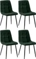 Produktbild: CLP 4er Set Esszimmerstuhl Tilde gepolstert mit Rückenlehne bis 150 kg belastbar,grün Samt