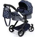 Produktbild: Bayer Design 17015AA Kombi-Puppenwagen Xeo mit Tasche, verstellbarer Griff, wandelbar als Jogger, schwenkbare Vorderräder, dunkelblau mit Sternen - Dunkelblau