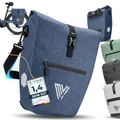 Produktbild: MIVELO 2in1 Fahrradtasche Gepäckträgertasche wasserdicht 100% PVC frei + Laptopfach – Fahrrad Tasche für Gepäckträger 1 STK Jeans-blau