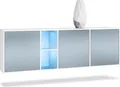 Produktbild: Vladon Kommode Cuba, Germany, Weiß matt/Denim matt inkl. LED - Modernes Sideboard für Ihr Wohnbereich - (BxHxT) 182x53x35 cm
