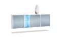 Produktbild: Vladon Sideboard Cuba (Kommode, mit 3 Türen und 2 offene Fächer), Weiß matt/Denim matt inkl. LED-Beleuchtung (182 x 53 x 35 cm)