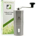 Produktbild: HEXOMED Premium Tablettenmörser aus rostfreiem Edelstahl zum Drehen - Tablettenspalter zum Zerkleinern von Medikamenten [EINSTELLBAR] –