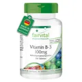 Produktbild: Vitamin B-3 Niacin 100mg Nicotinamid - 250 Tabl., Großpackung, VEGAN | fairvital