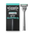 Produktbild: Wilkinson Sword Quattro Herrenrasierer, 4 diamantbeschichtete Klingen, Rasierergriff plus 1 Ersatzklinge