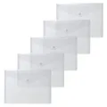 Produktbild: HERMA 20051 Dokumententaschen A5 transparent weiß, 5 Stück, kleine Sichttaschen Umschläge mit Druckknopf, Briefumschläge aus Plastik für Schule, Uni, Büro, Reise
