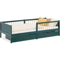 Produktbild: Homestyle4u Kinderbett 90x200 Holzbett mit Rausfallschutz Grün 2912
