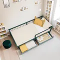 Produktbild: Kinderbett 90x200 Rausfallschutz 2 Schubladen Holzbett Bett Grün Homestyle4u
