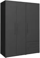 Produktbild: FORTE Kleiderschrank Mokkaris, zeitloses Design, 3–4 Türen, Made in Europe (B/H/T ca. 145x200x59cm oder 206x200x59cm) Schubladen + schwarze Stangengriffe, Made in Europe, viel Stauraum