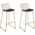 Produktbild: Barstuhl 2er Set Gold U. Schwarz Aus Stahl Mit Kunstleder Sitz Glamour Stil Modern Tresenstühle Für Küche Esszimmer Essbereich