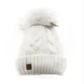 Produktbild: Faera Mütze zum Warmhalten im Herbst oder Winter Bommel-Mütze gefüttert Weiß