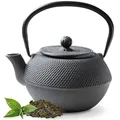 Produktbild: Tealøv TEEKANNE GUSSEISEN 1,1 LITER | Gusseiserne Teekanne Im Authentischen Japanischen Stil | Mit Herausnehmbarem Sieb aus Edelstahl | Hervorragende Wärmespeicherfähigkeit | Langlebig | Arare Schwarz