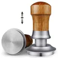Produktbild: ceelatti Tamper 54mm, 30lbs Druckregulierend Calibrated Espresso Tamper, Federbelastet Anpressdruck Kaffee Tamper für Sage barista pro 54mm Siebträger, Walnuss Holzgriff, 304 Edelstahl Basis, Silber