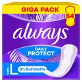 Produktbild: Always Daily Protect Long Slipeinlagen 64 Stk Duftfrei Bequemer Auslaufschutz