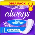 Produktbild: Always Daily Protect Long Slipeinlagen 64 Stück Duftneutral Auslaufschutz